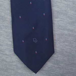 Christian Dior Paris Mens Formal Necktie Pointed Navy
